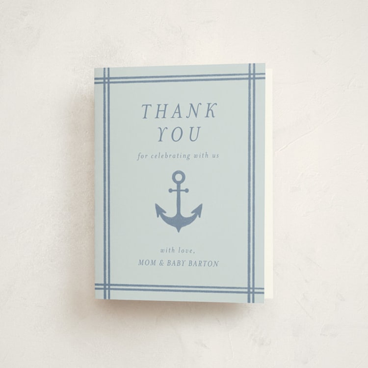 "Ahoy" - Baby Shower Thank You Cards in Sea by Brynne Foster - Front