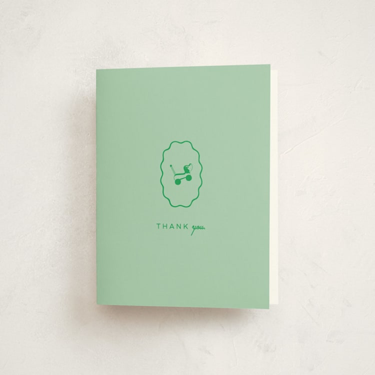"Vintage Classic" - Baby Shower Thank You Cards in Mint by Jen Ramsey - Front