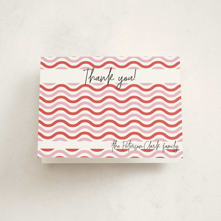 "Wavy Frame Fun" - Baby Shower Thank You Cards in Watermelon by Ro Pacifico - Front