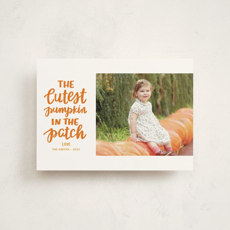 "Cutest Pumpkin" - Halloween Cards in Pumpkin by Little Print Design - Front