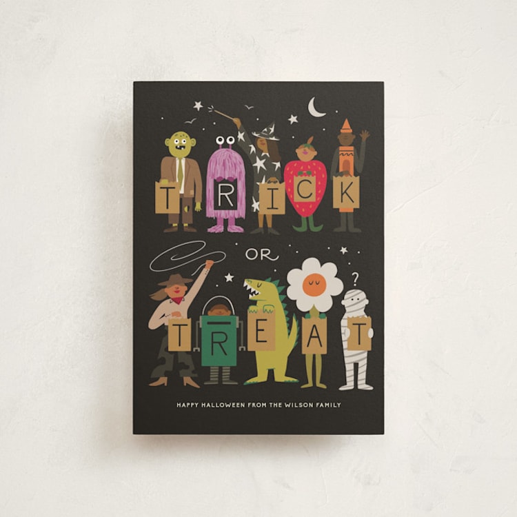 "Trick or Treaters" - Halloween Cards in Chalkboard by Morgan Ramberg - Front