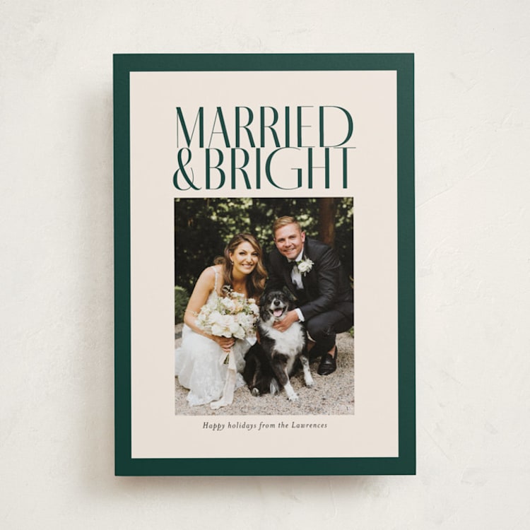 "Married & Bright" - Holiday Cards in Spruce by Ekko Studio - Front