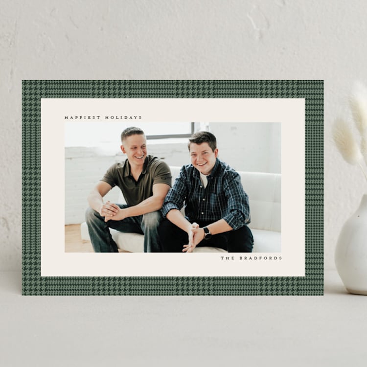 "Classic Houndstooth" - Holiday Cards in Balsam by Ekko Studio - Front