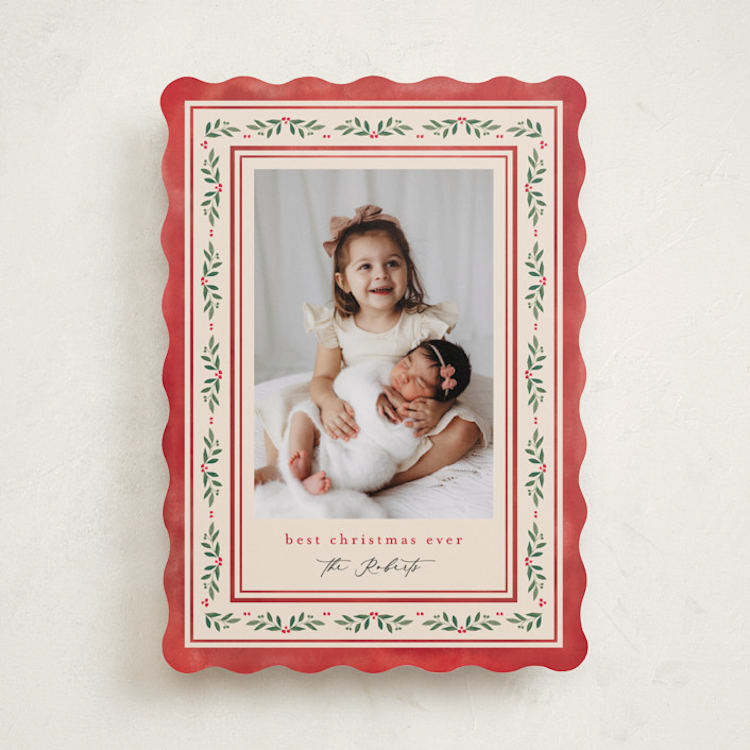 "Floral Folk" - Holiday Cards in Holly Berry by Mansi Verma - Front