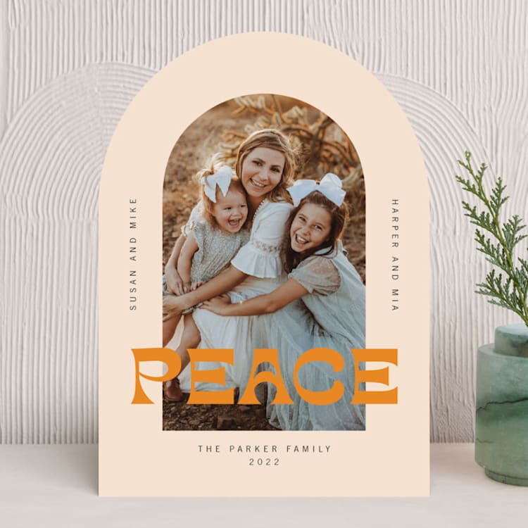 "Arched Holidays" - Holiday Cards in Tangerine by Rochelle Renee - Front