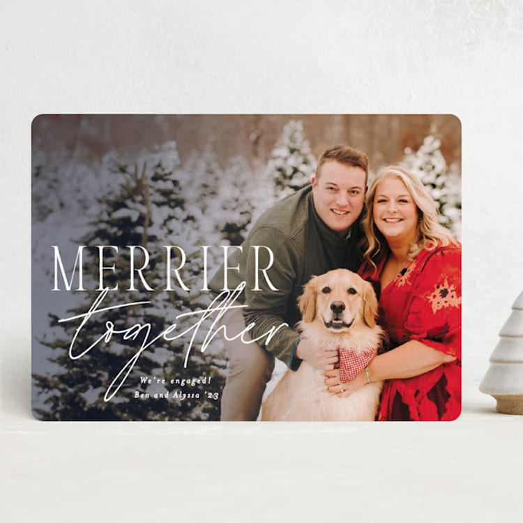 "Merrier Together Story NonFoil" - Holiday Cards in Navy by Lisa Assenmacher - Front