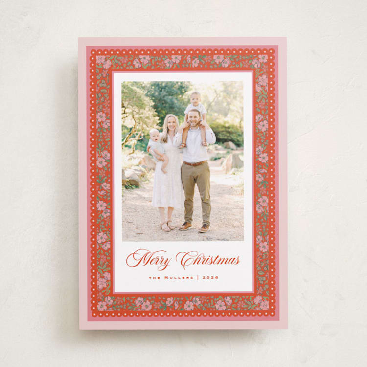 "Festive Bloom" - Holiday Cards in Rosy by Corinne Malesic - Front