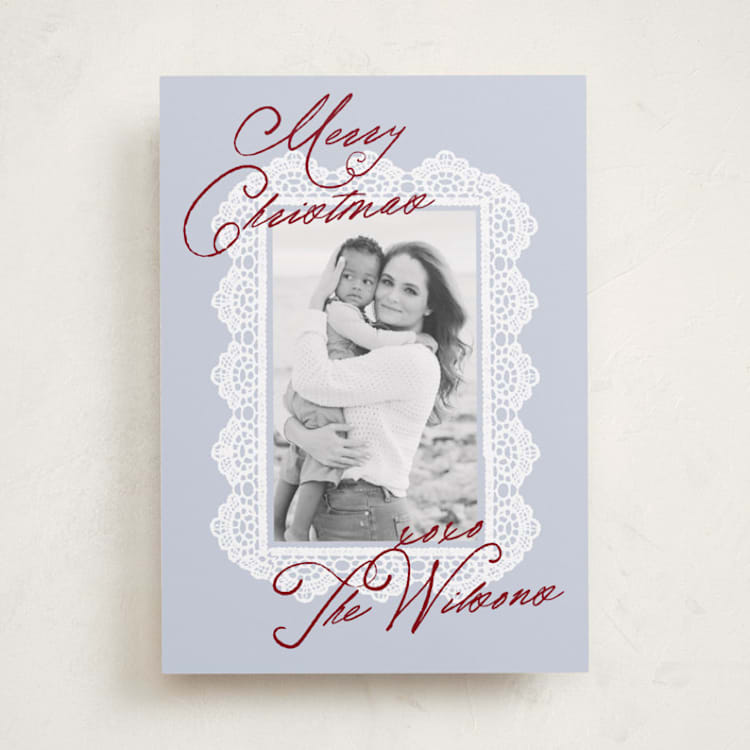 "Lace Doilie" - Holiday Cards in Fog by AK Graphics - Front