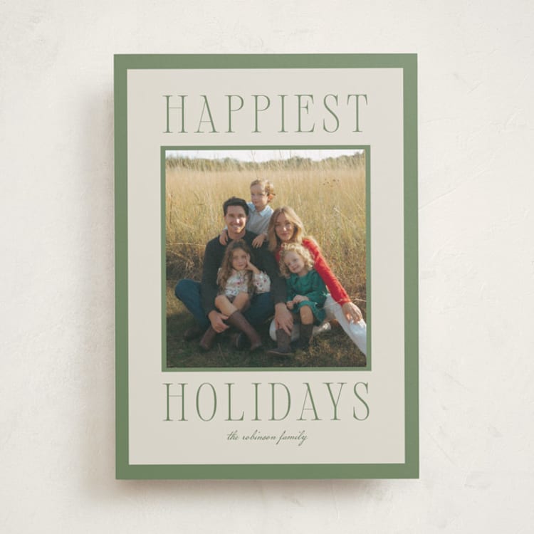"Happiest!" - Holiday Cards in Mistletoe by Wildfield Paper Co - Front