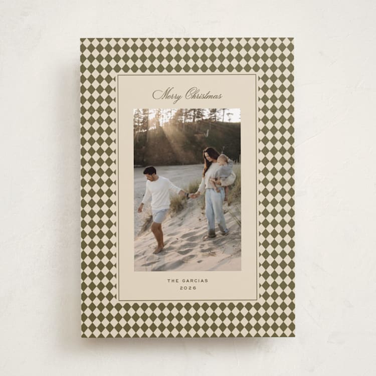 "mini argyle" - Holiday Cards in Olive by Ellen Schlegelmilch - Front
