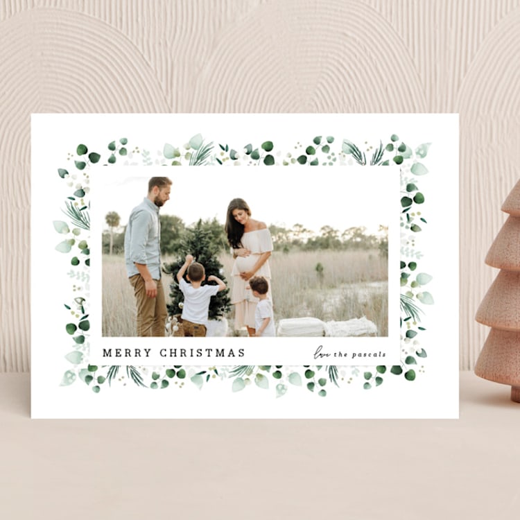 "Eucalyptus Frame" - Holiday Cards in Snow by Melanie Severin - Front
