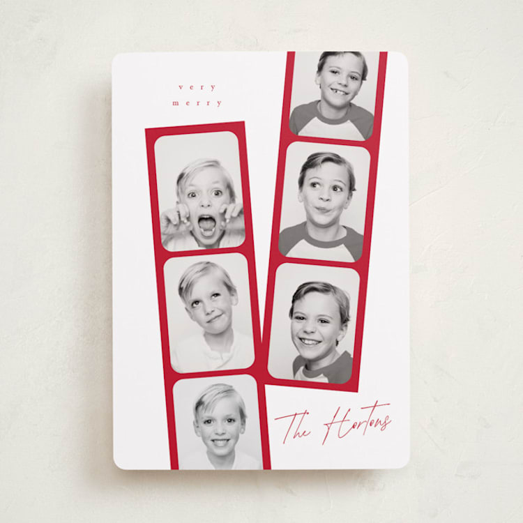 "Snapshots" - Holiday Cards in Santa Suit by Leah Bisch - Front