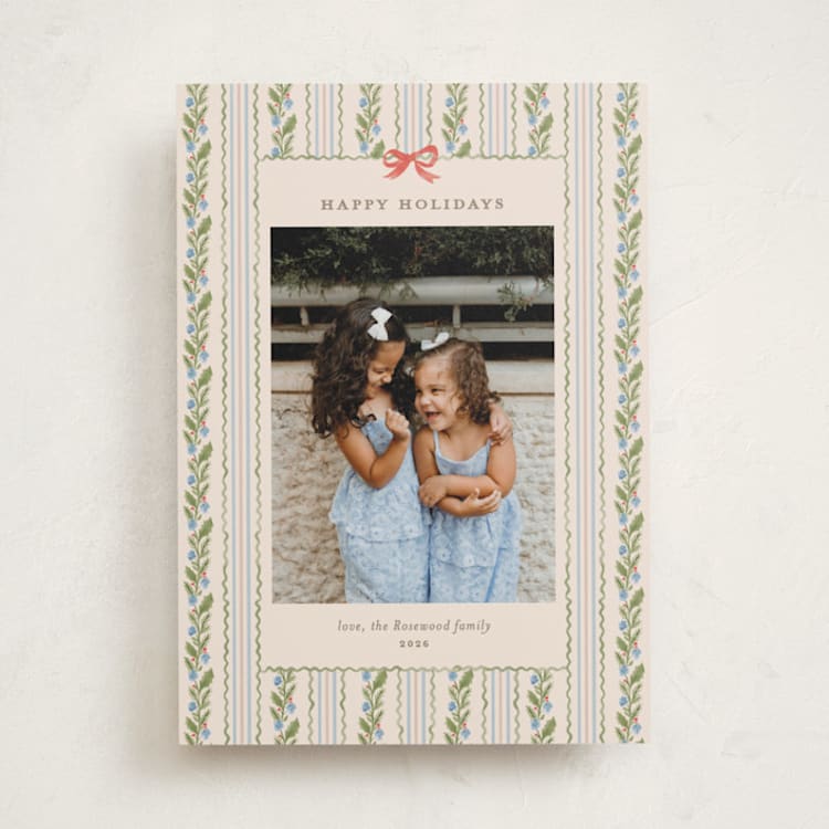 "Vintage Winter wallpaper" - Holiday Cards in Blue Jay by Creo Study - Front