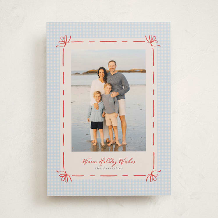 "Coastal Gingham" - Holiday Cards in Sky by Tamara Hilje - Front