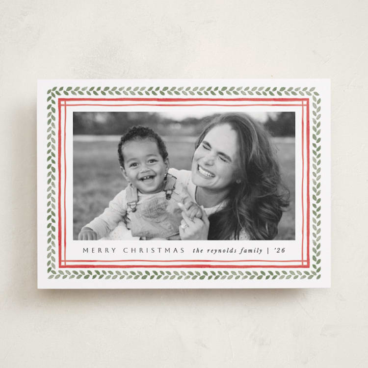 "Blanket Stitch" - Holiday Cards in Snow by Amy Kross - Front