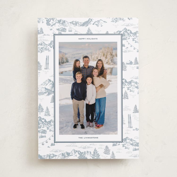 "Ski Toile" - Holiday Cards in Powder by Jenna Holcomb - Front