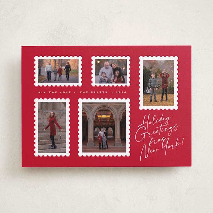 "Stamp Collection" - Holiday Cards in Crimson by Amy Payne - Front