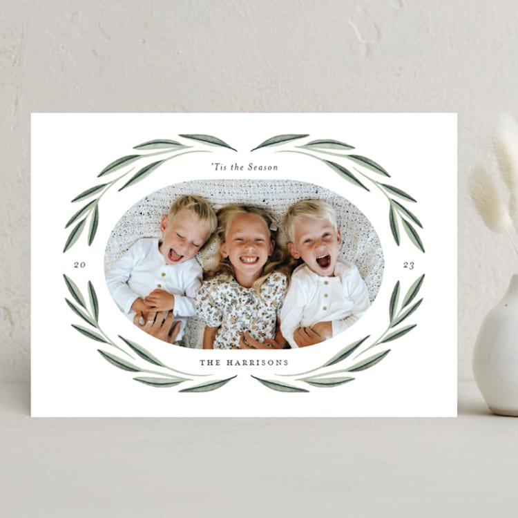 "Bright Greenery" - Holiday Cards in Sage by Kelly Nasuta - Front