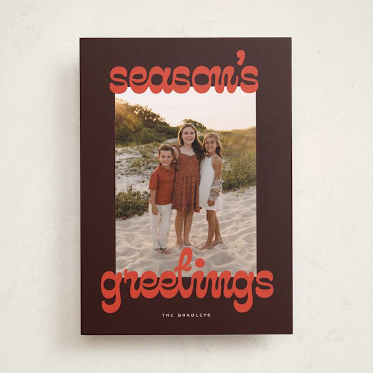 "Bouncy Script" - Holiday Cards in Mulberry by Ekko Studio - Front
