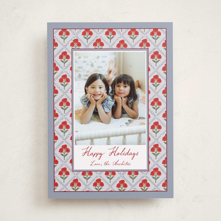 "Blue rose" - Holiday Cards in Cherry by Jenni - Front