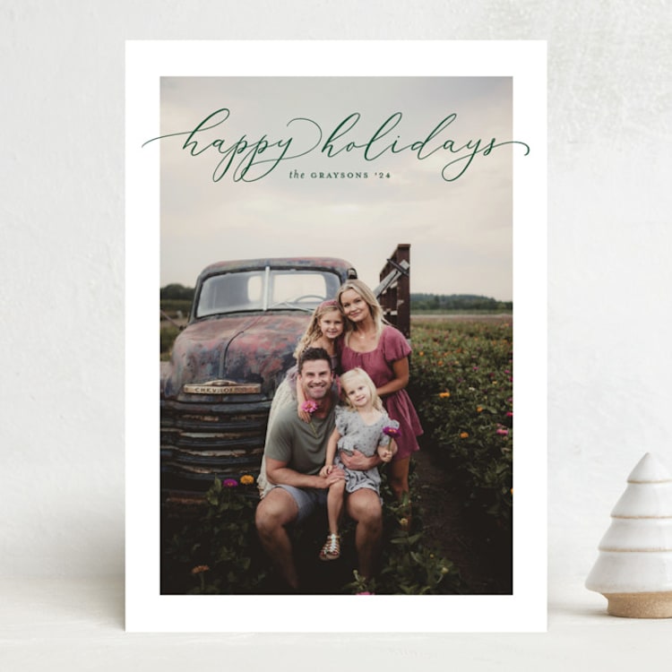 "Happy Script" - Holiday Cards in Juniper by Erica Krystek - Front