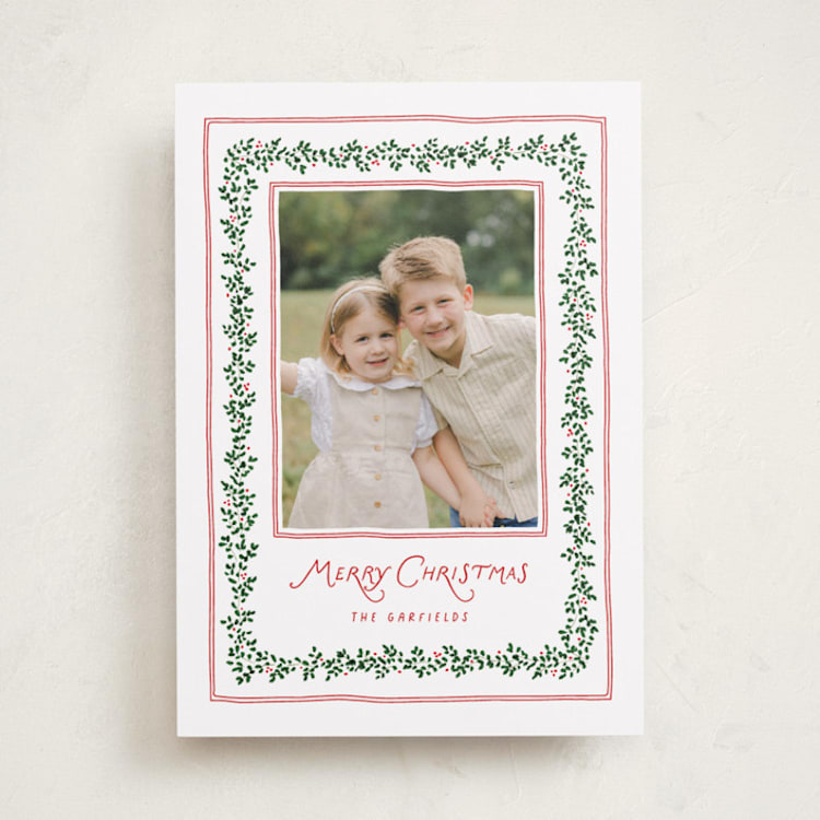 "Garland of firs" - Holiday Cards in Candy Cane by Angela Garrick - Front