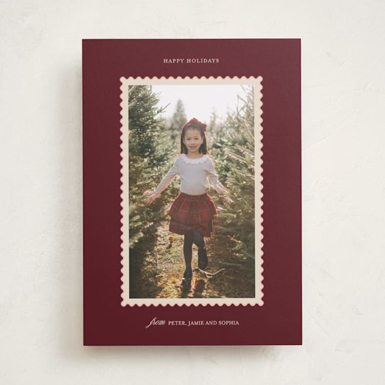 "Bonne" - Holiday Cards in Merlot by Kate Ahn - Front