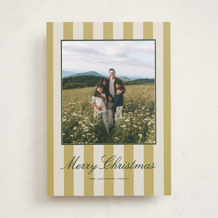 "Citron Stripe" - Holiday Cards in Edelweiss by Wildfield Paper Co - Front
