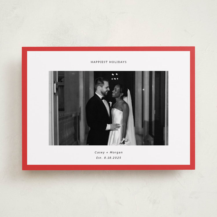 "Classic Border" - Holiday Cards in Berry by Wendy Chung - Front