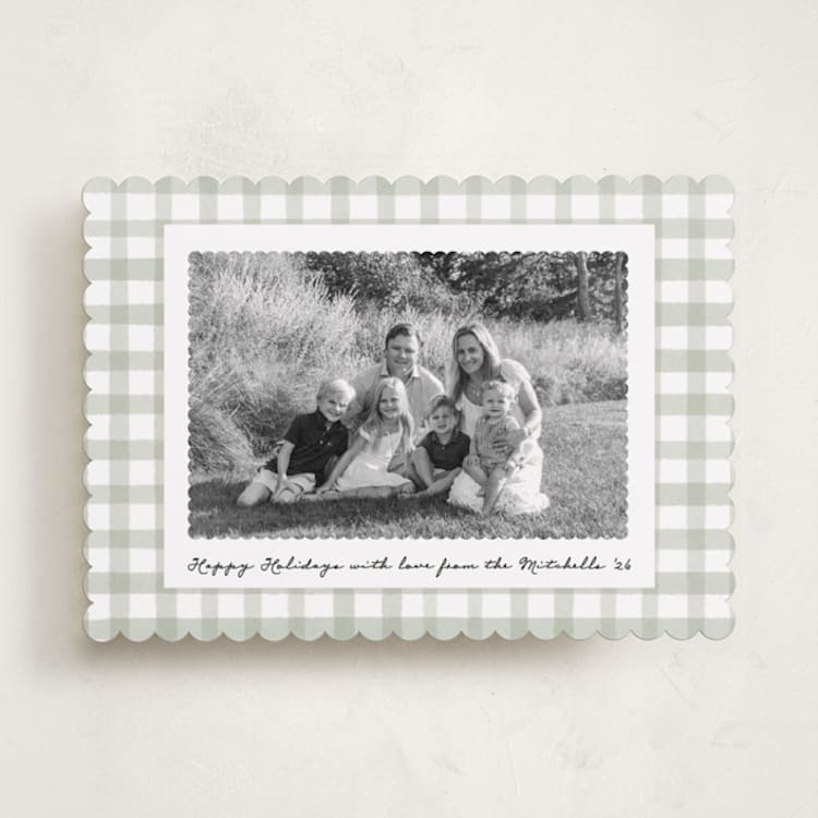 "Scallop Matted Photo" - Holiday Cards in Spearmint by Emily Betts - Front