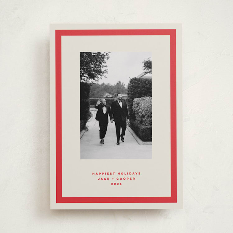 "Cooper" - Holiday Cards in Santa Suit by Kristie Kern - Front