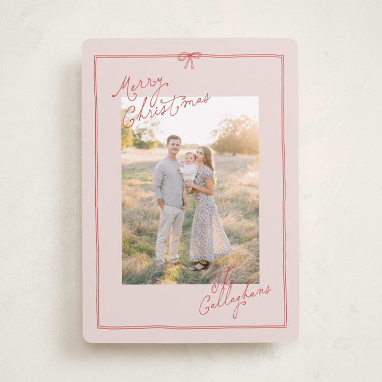 "Playful Script" - Holiday Cards in Strawberry by Angela Garrick - Front