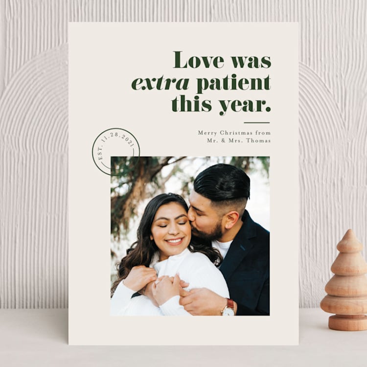 "Extra Patient" - Holiday Cards in Evergreen by Pink House Press - Front