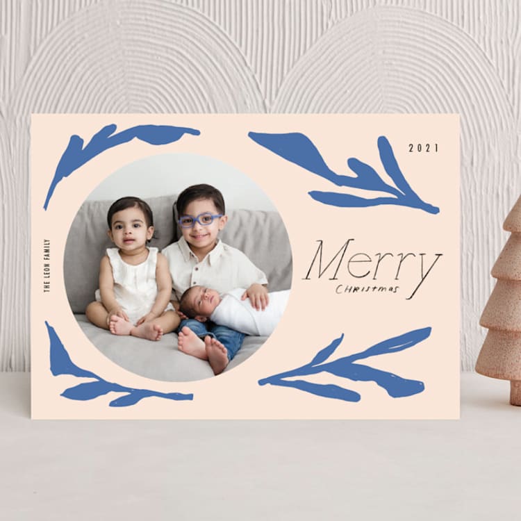 "Leaf" - Holiday Cards in Blue Jay by Meg Gleason - Front
