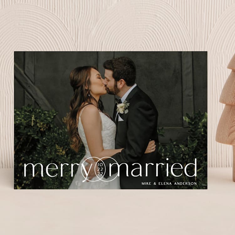 "Merry&Married" - Holiday Cards in Charcoal by Kerry Doyle - Front