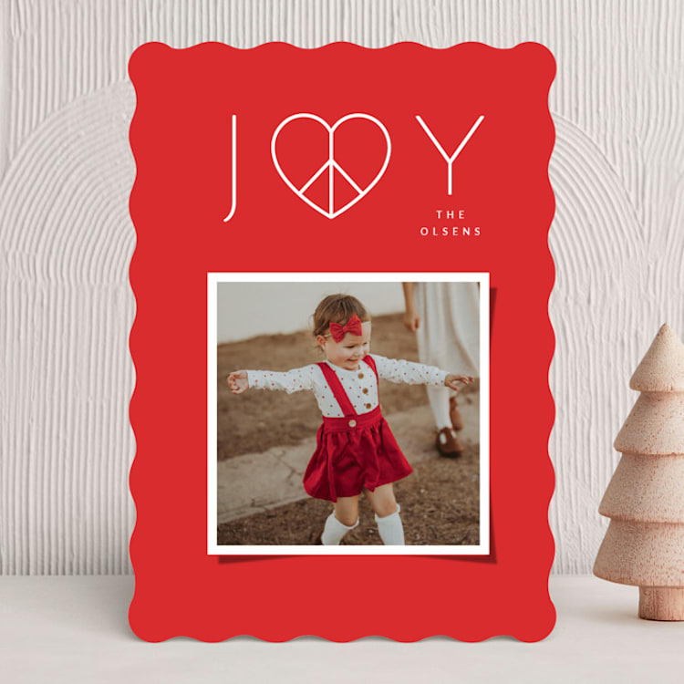 "Joy Heart Peace" - Holiday Cards in Cranberry by fatfatin - Front