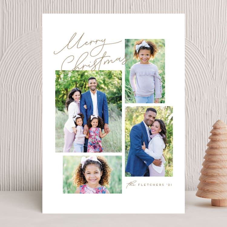 "Simple Script" - Holiday Cards in Golden by Erica Krystek - Front