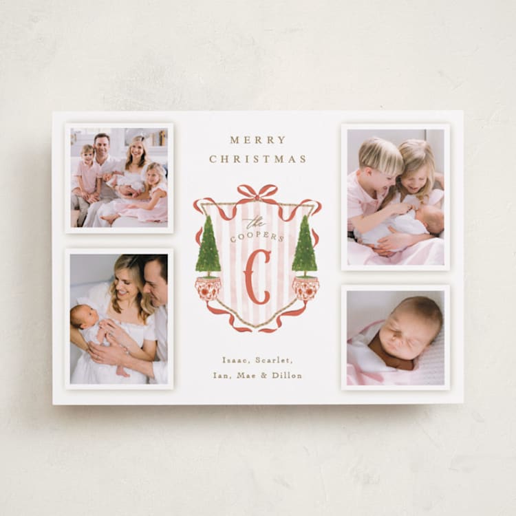 "Family Crest" - Holiday Cards in Currant by Susan Zinader - Front