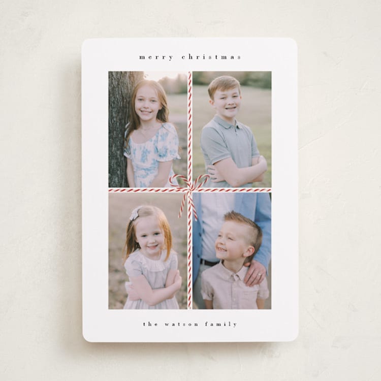 "Candy Caner Ribbon" - Holiday Cards in Candy Cane by Dani Lugato - Front