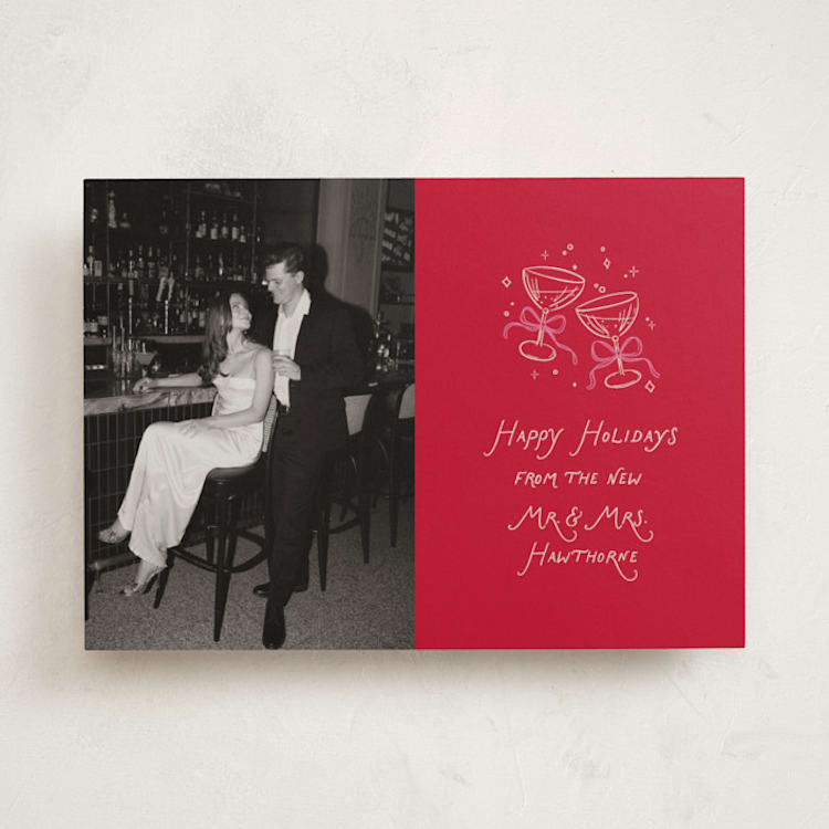 "Newlywed Toast" - Holiday Cards in Candy Cane by Randi Cirelli - Front