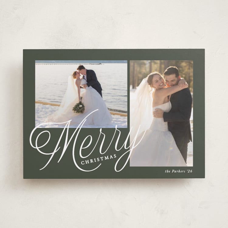 "Scripted Merry" - Holiday Cards in Pine by Brianne Larsen - Front