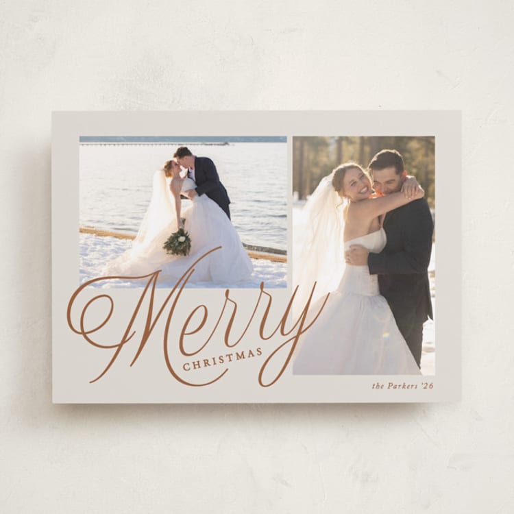 "Scripted Merry" - Holiday Cards in Snickerdoodle by Brianne Larsen - Front