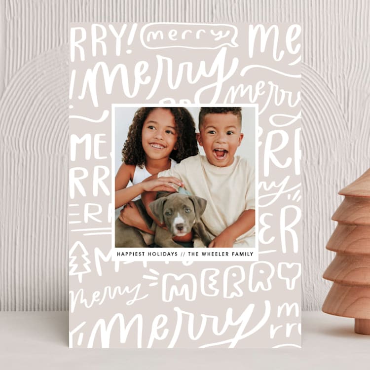 "Lots of Merrys" - Holiday Cards in Sand by Olivia Goree - Front