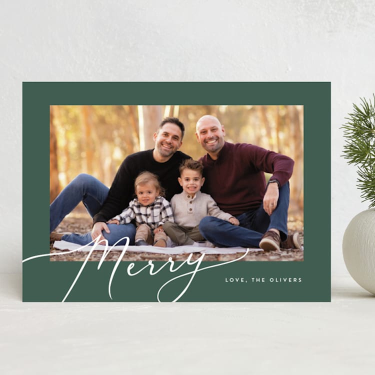 "Angled Script" - Holiday Cards in Tree Top by Carolyn MacLaren - Front