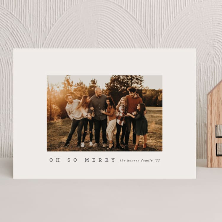"Wide Frame" - Holiday Cards in Cream by Carrie Moradi - Front