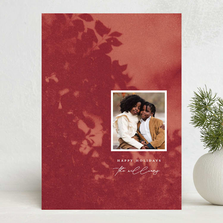 "Penumbra" - Holiday Cards in Cranberry by Snow and Ivy - Front