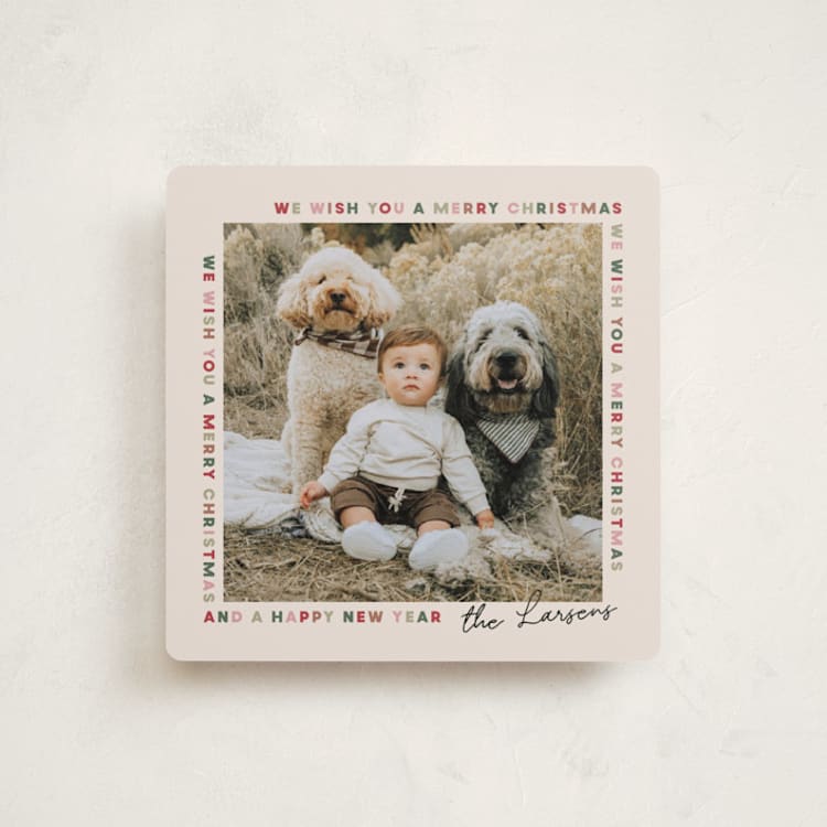 "Letter Border" - Holiday Cards in Cream by Lissabeth Anglin - Front