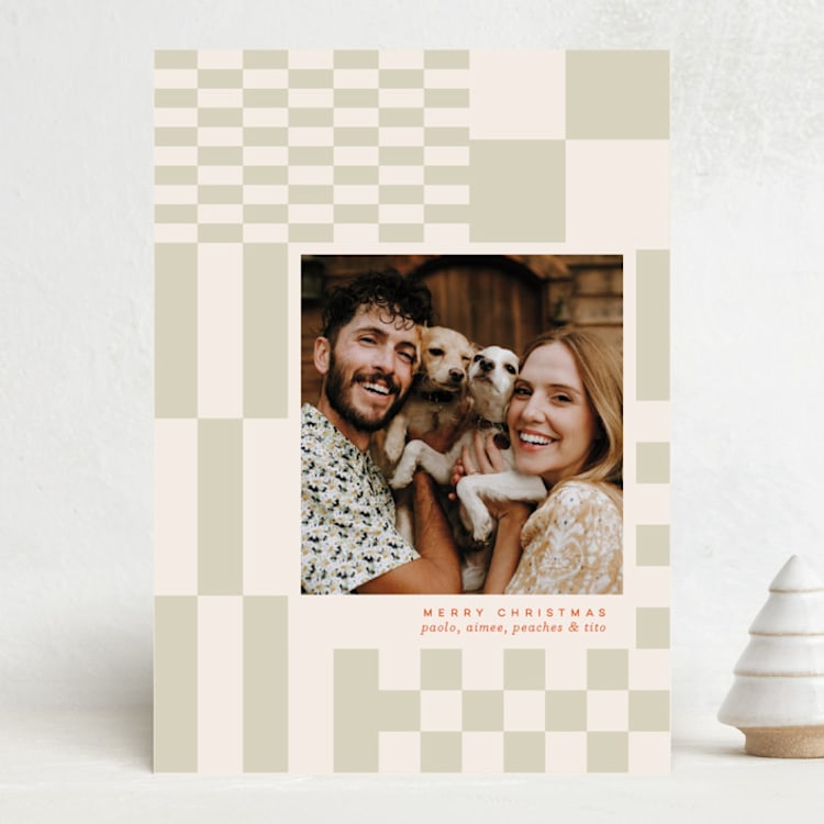 "Checker" - Holiday Cards in Latte by Kennedi Shaw - Front