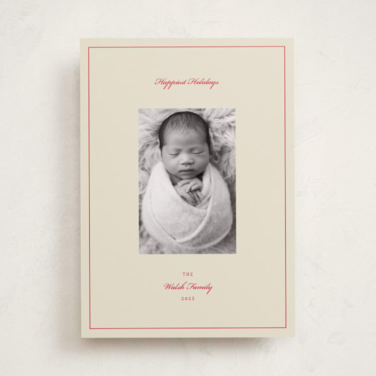 "Simply Modern" - Holiday Cards in Crimson by Jen Ramsey - Front