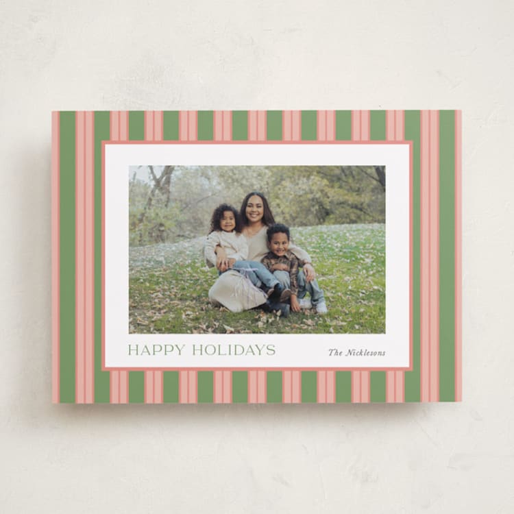 "Southern Stripes" - Holiday Cards in Azalea by Cindy Reynolds - Front